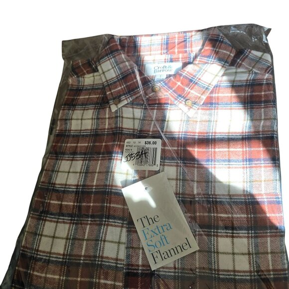 Men's Brown Beige Plaid Flannel Shirt Size Small Extra Soft JJ534 - Picture 6 of 6